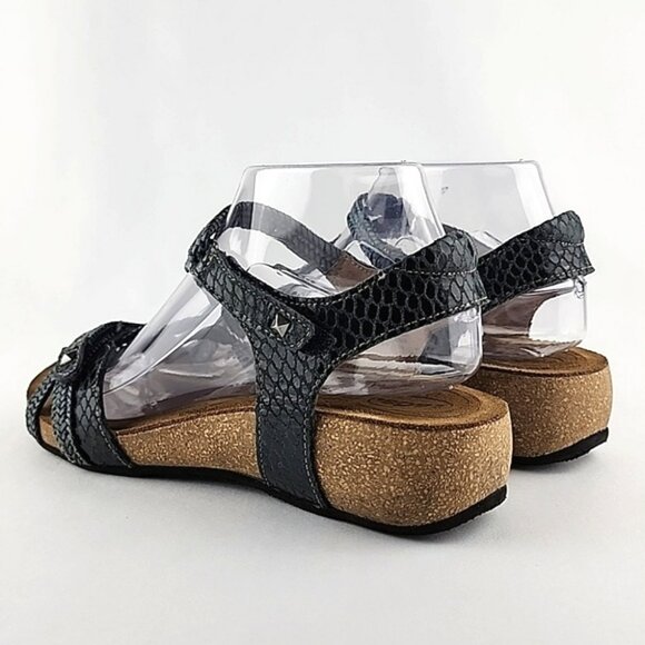 Taos Sandal Strappy Grey Leather Braided Low Cork Wedge Sole Size 7- 7.5 - Picture 5 of 16
